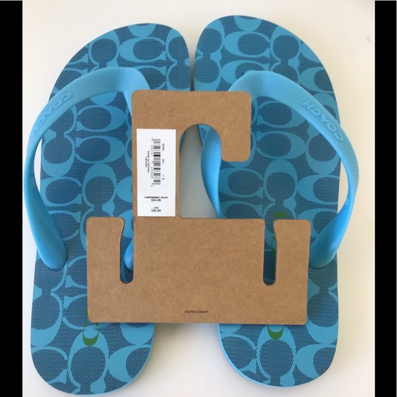 NEW Coach Zak Signature Striped Flip Flop Sandals - Picture 5 of 12